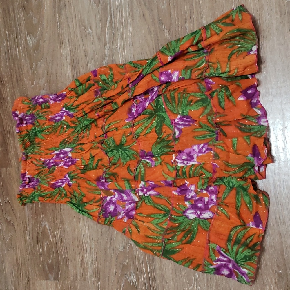 (L) Bohemian Vacation Strapless Art Deco Floral Tropical Vintage Classic Color